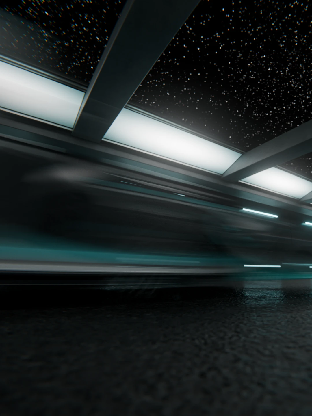 HyDriven Mira. Motion blur image of the car driving by fast.