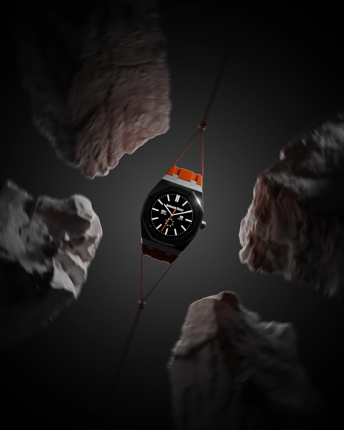 Audemars Piguet Smart Oak watch concept. Dark reveal image.