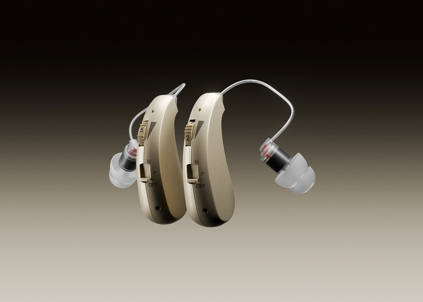 Acuhear hearing aid. Floating left and right hearing aid.