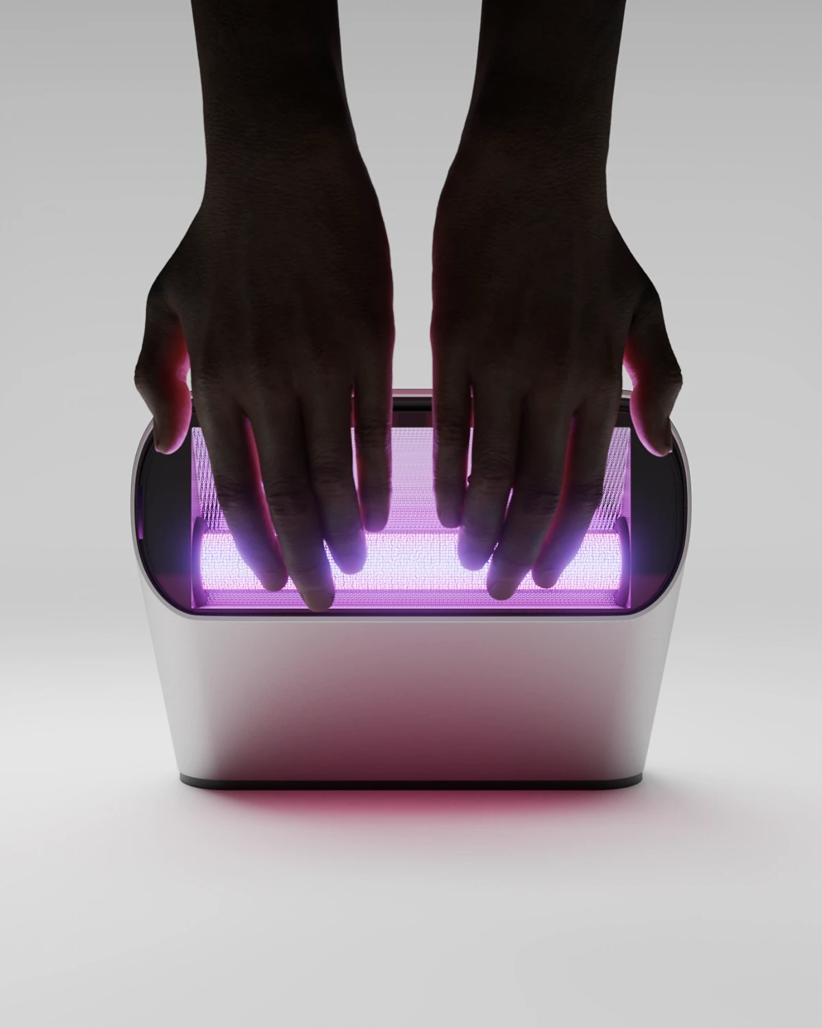 Lightwash by BRACHER. UV hand wash device. Image showing the UV light.